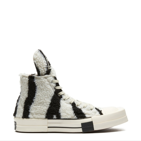 Rick Owens DRKSHDW TURBODRK chuck 70s high zebra sneaker 9 - Picture 2 of 12